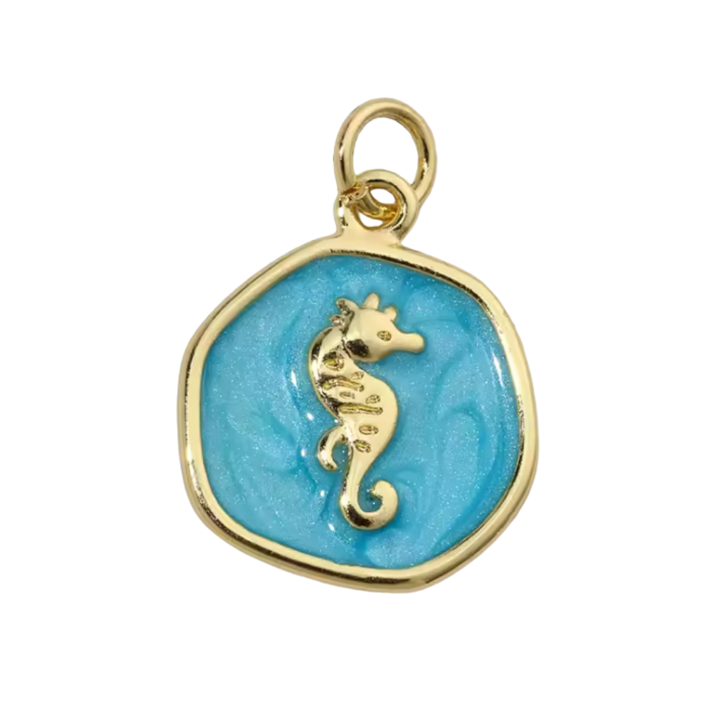 Cercle perlé bleu hippocampe