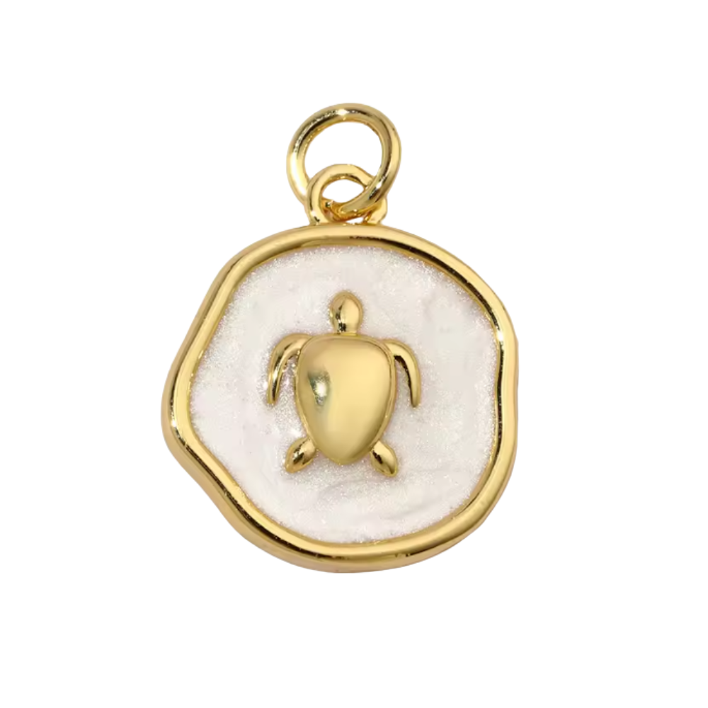 Cercle perlé blanc tortue