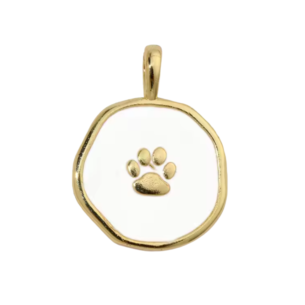Cercle perlé patte de chien blanc