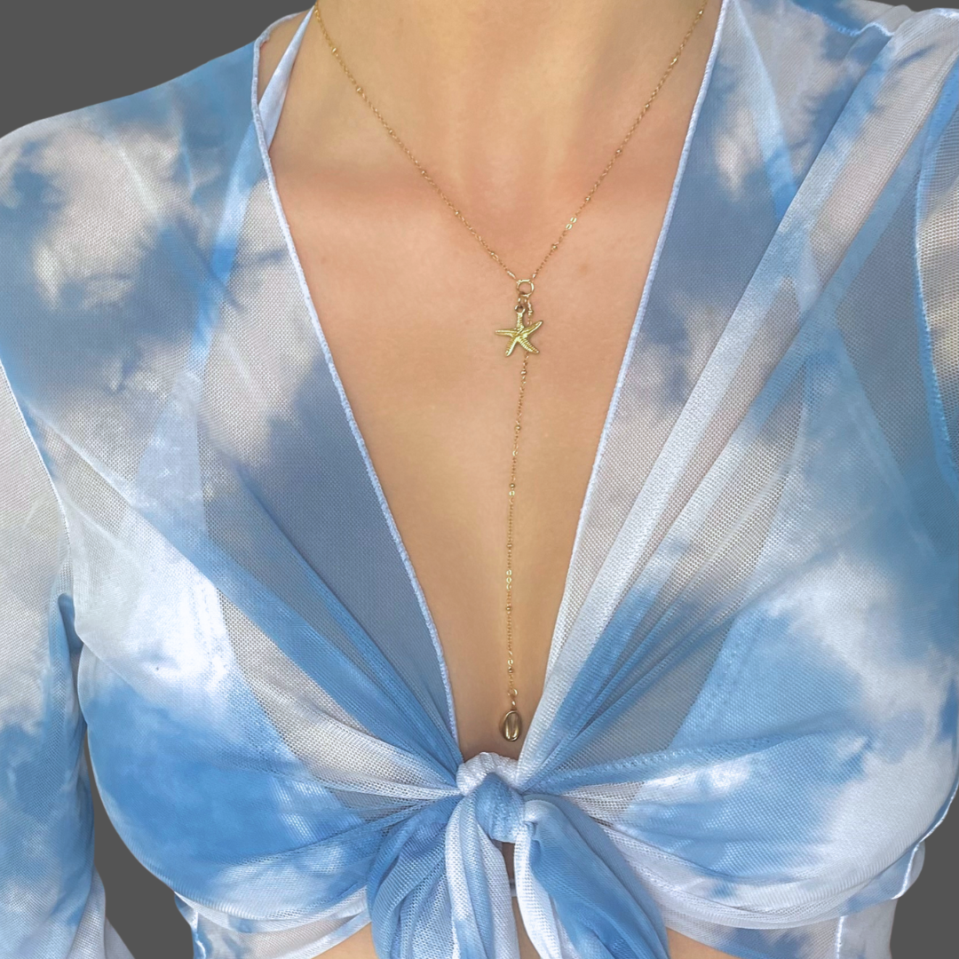Collier Curaçao en Y doré – acier inoxydable – Solera