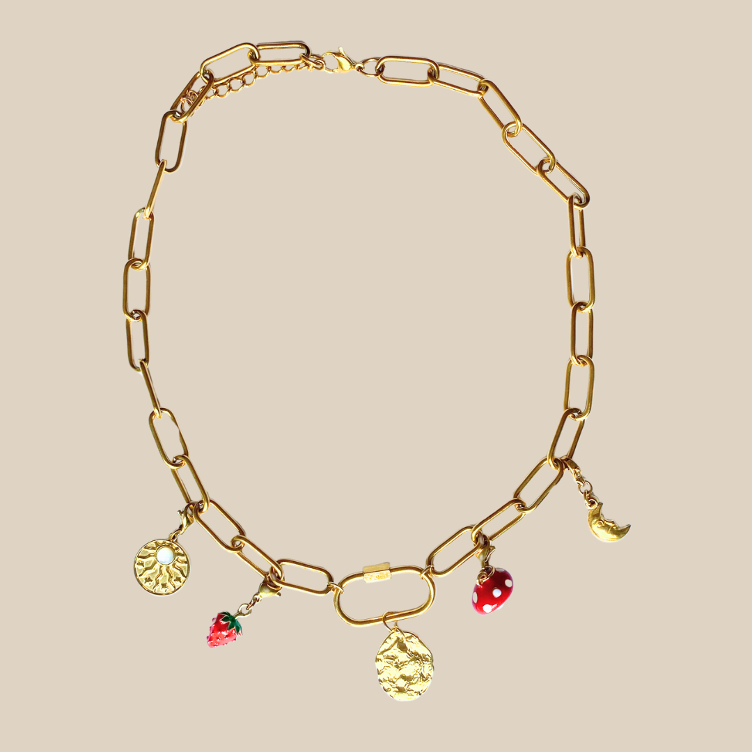 Collier Fraise ajustable en acier inoxydable doré – Solera