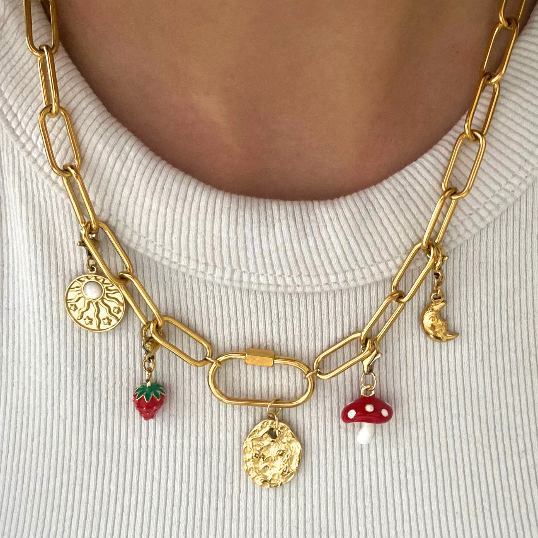 Collier Fraise ajustable en acier inoxydable doré – Solera