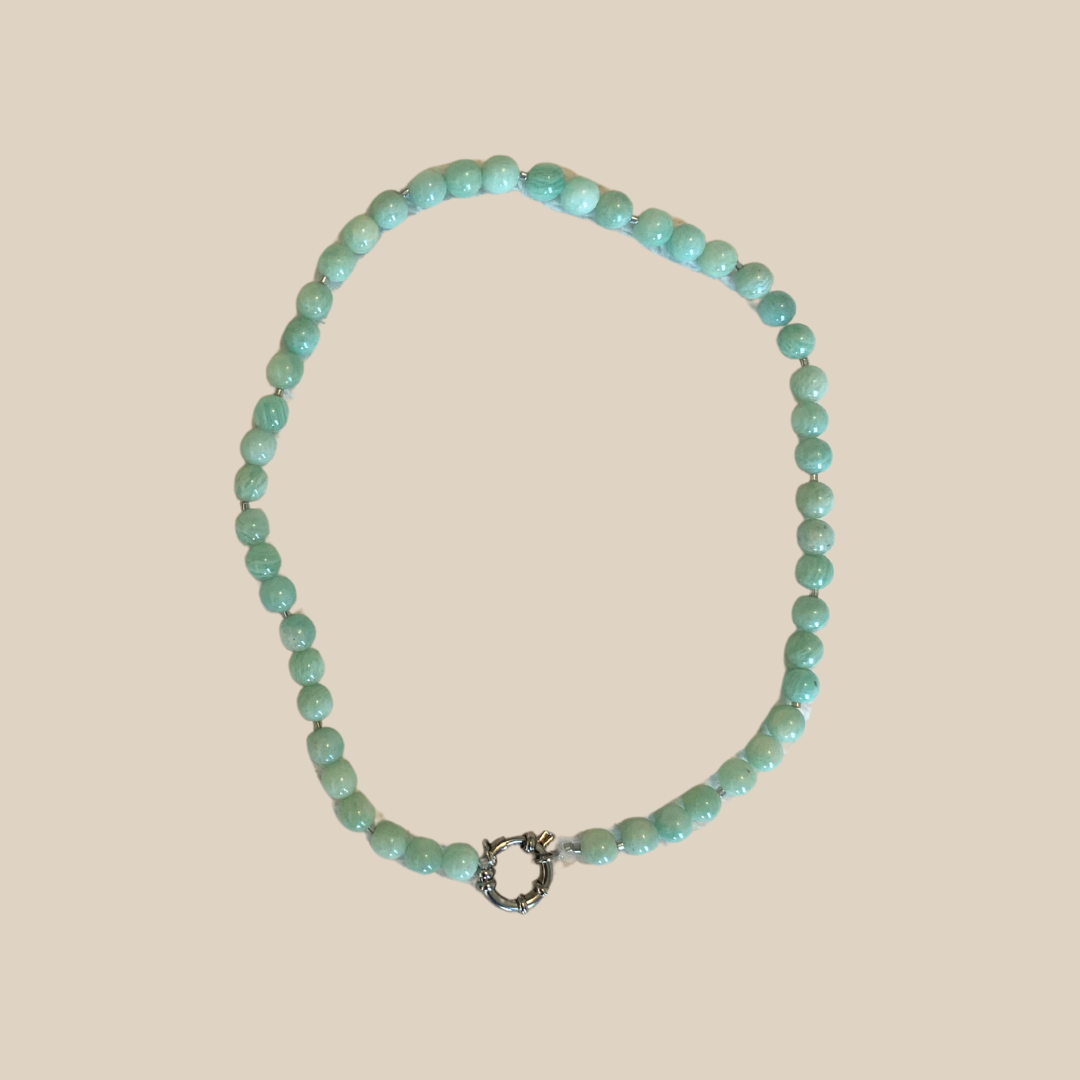 Collier Solera Nice en Amazonite verte et acier inoxydable