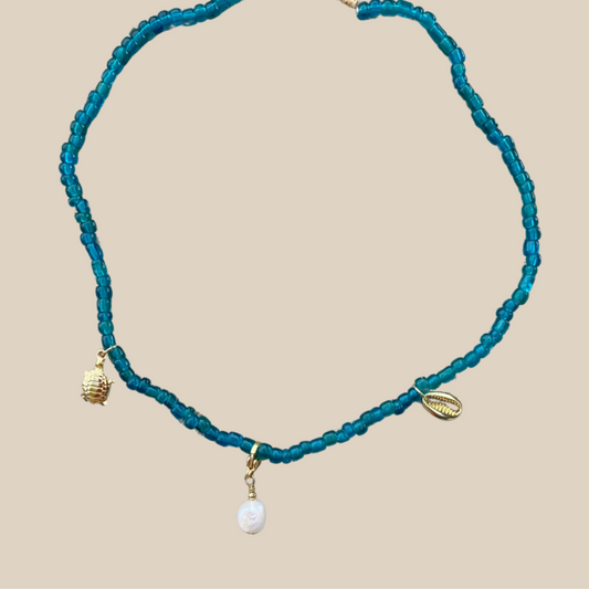 Collier Marine – Acier Inoxydable & Perles Acryliques Transparentes