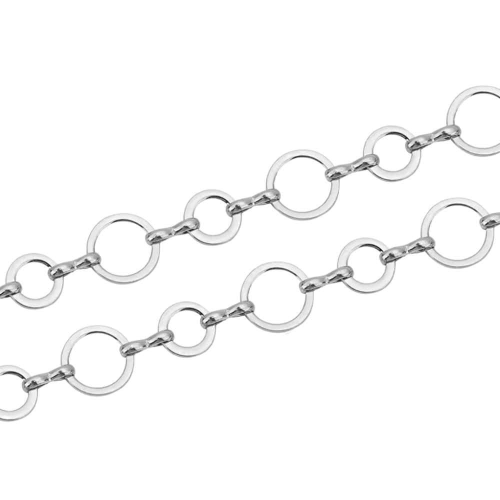 Chaîne maille ronde alternée argentée