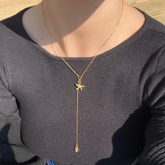 Collier Curaçao en Y doré – acier inoxydable – Solera