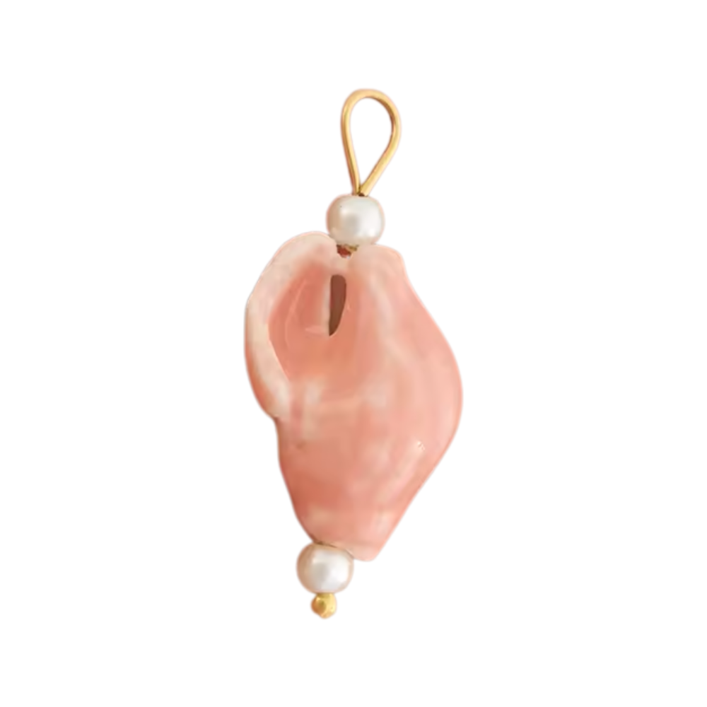 Coquillage rose céramique doré