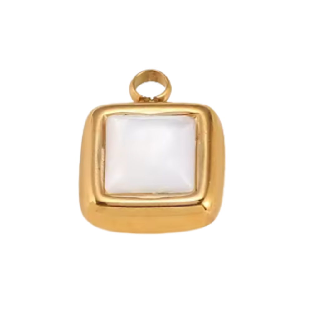 Pendentif perlé doré carré