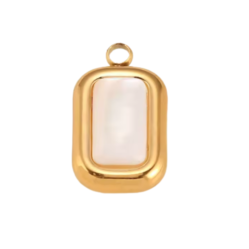 Pendentif perlé doré rectangulaire
